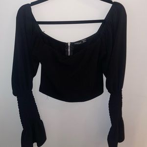 Black Boohoo crop off the shoulder top